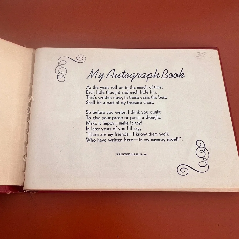 Vintage Red Autograph Book Schoolday Memories Unused Mid Century School Keepsake